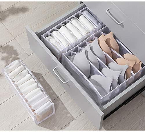 Underwear Organizer, 3 Set Foldable Bra Underwear Organizer Drawer Divider Storage Organizer for Underwear, Socks, Ties, Bras, Women Underwear Storage Compartment Box (White) - Image 2