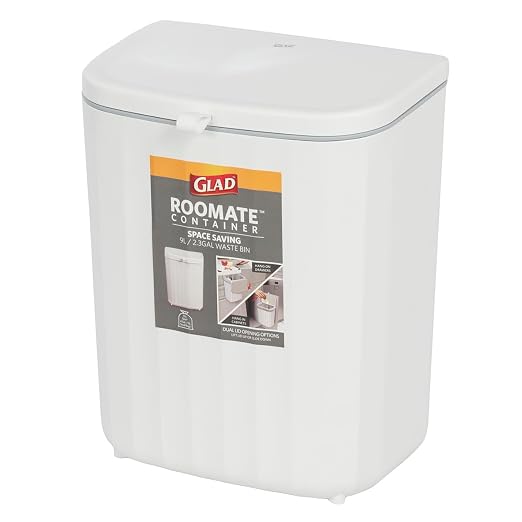 Glad Roomate Under Counter Waste Bin | Space Saving Small Trash Can for Kitchen Cabinet, Bathroom or Office | Dual Lid for Ease of Opening, 9 Liter, White - Image 7