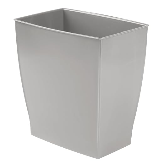 iDesign Small Plastic Bathroom Trash Can, Slim Rectangle Garbage Bin for Bedroom, Office, Dorm, 2-Pack, Gray - Image 9