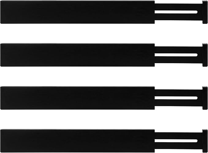 Utoplike 4 pcs Bamboo Kitchen Drawer Dividers Large, Adjustable Black Drawer Organizers, Spring Loaded, Works in Kitchen, Dresser, Bathroom, Bedroom, Drawer, Desk, 2.4" H - Image 8
