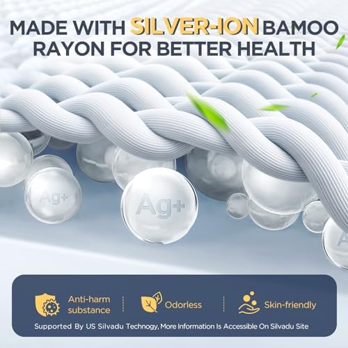 Premium Waterproof Cal King Mattress Protector Made from Silver-Infused Bamboo Rayon for Better Health, Odor-Free Hypoallergenic Cal King Mattress Cover