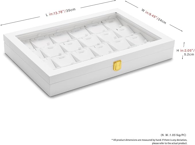 Oirlv White Leather Jewelry Organizer Tray with Acrylic Lid Drawer Insert Jewelry Storage Box with 24 Removable Jewelry Cards Pendant Necklace Display Case Women Gift - Image 7