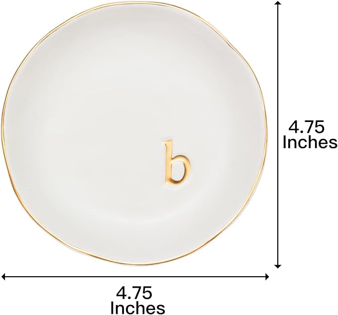 COLLECTIVE HOME - Ceramic Jewelry Tray, Decorative Trinket Dish for Rings Earrings Necklaces Bracelet Watch Keys, Birthday Mother's Day Christmas Gift for Women, 4.75", White Surface (B) - Image 2