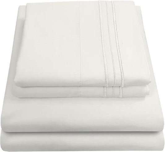 1800 Thread Count Sheet Set – Soft Egyptian Quality Brushed Microfiber Sheets – Luxury Bedding Set with Flat Sheet, Fitted Sheet, Pillow Cases, King, Ivory, Sheet Set