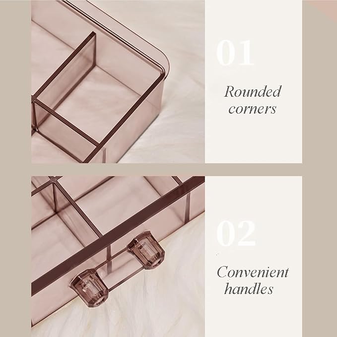 YUFONG Earring Storage Box Organizer 3 Drawers Acrylic Jewelry Storage Box Holder Transparent Jewelry Display Stand with 72 Small Compartments Gift for Women Girls (Clear Purple Brown) - Image 7