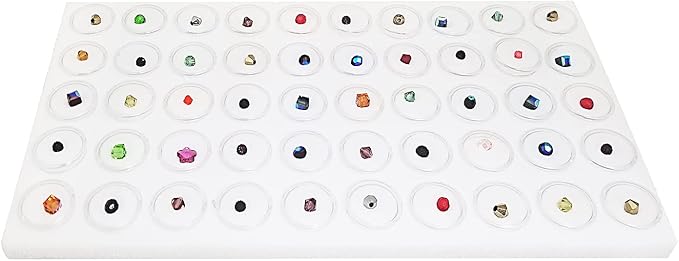 MOOCA Glass Top Jewelry Display Case with Removable 50 Gem Jars, Removable Liner, Ring, Earring Diamond Showcase, Gem Box, Jewelry Organizer, Leatherette-Wrapped Case - Image 4