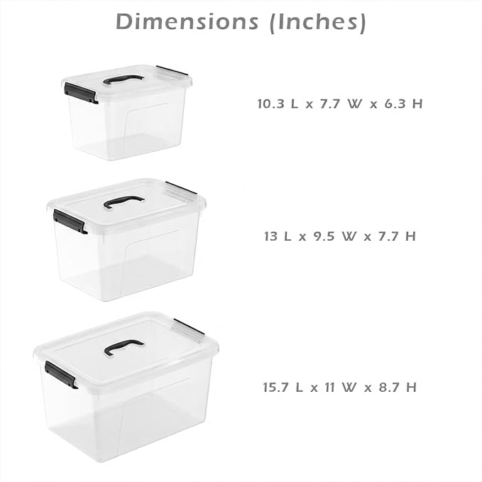 Clear Storage Latch Box/Bin, 3-Pack Plastic Organizing Container with Handle and Lids (7QT/16QT/22QT) - Image 2