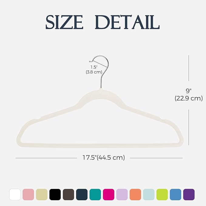 HOUSE DAY Ivory Velvet Hangers 60 Pack, Non Slip Clothes Felt Hanger Heavy Duty for Coat, Premium Slim Space Saving Suit Hangers for Closet Organizer, 360° Rotating Silver Hook - Image 7