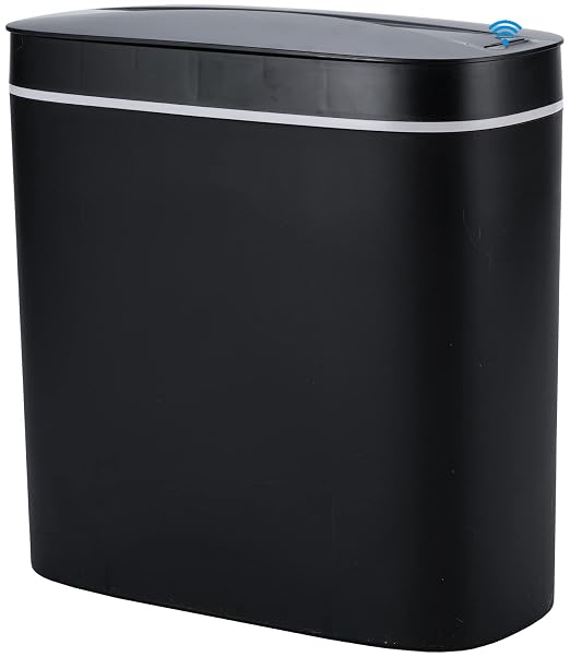 Sooyee 14 litres Automatic Bathroom Trash Can with lid,3.6 Gallon Touchless Trash Can or Kick for Kitchen,Office,Bedroom,Bathroom,Living Room,Black by Sooyee