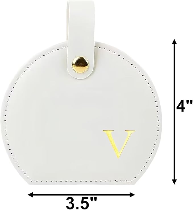 Travel Jewelry Case,Personalized Jewelry Box,Elegant Half-Moon Design with Personalized Golden Initial Case,Personalized Gifts for Women,Jewelry organizer;Personalized Gifts for Women or Friends(V) - Image 2