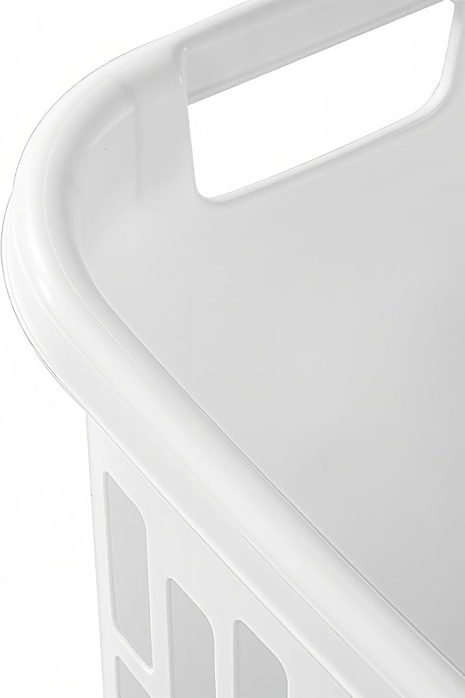 1.8 Bushels Capacity (63.4L) 3-Pack Tall & Slim Open Heavy-Duty Plastic Laundry Hamper with Reinforced Handles for Easy Clothes Transport, Ideal for Closets, Dorm, Laundry Room & Bathroom, White - Image 7
