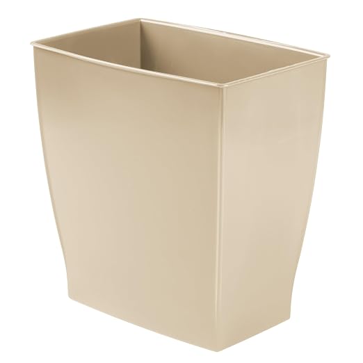 iDesign Small Plastic Bathroom Trash Can, Slim Rectangle Garbage Bin for Bedroom, Office, Dorm, Brown - Image 8