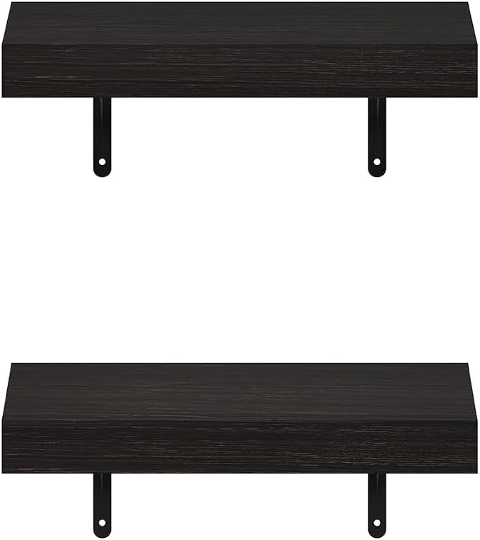 Furinno Tanna Floating Shelves for Wall Set of 2, 15-Inch Wall Shelf, Triple Thick Floating Mounted Shelf, for Bathroom, Home Office, Living Room, Tobacco Oak - Image 4