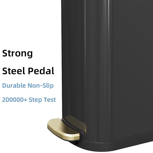 KSSKSS 2.6 Gallon Slim Bathroom Trash Can with Soft-Close Foot Pedal, 10L Stainless Steel Garbage Can with Removable Liner Bucket, for Narrow Spaces,Bathroom, Bedroom (Titanium Black) - Image 7