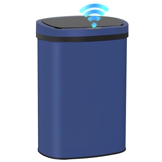 BestOffice 13‑Gallon Automatic Sensor Trash Can, Deep Blue – 50 L Touchless Motion‑Activated Kitchen Garbage Bin, Fingerprint‑Resistant Stainless Steel by BestOffice