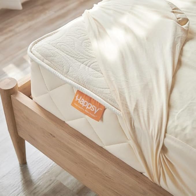 Happsy Organic Waterproof Mattress Protector Pad - Elastic Fitted Mattress Protector - Machine Washable Mattress Topper Breathable Fitted Cover for Twin XL Mattress - 38" x 80"
