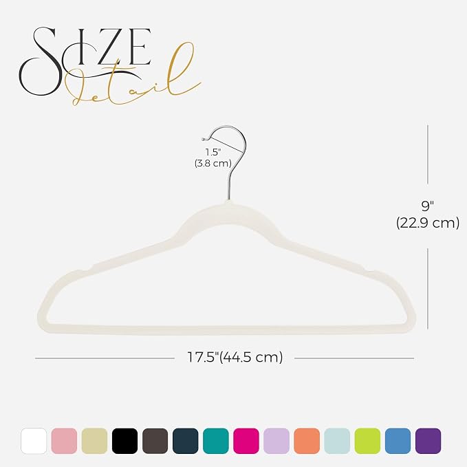 HOUSE DAY Premium Velvet Hangers 50 Pack Ivory, Non-Slip Flocked Felt Hangers, Sturdy Clothes Hanger with 360° Rotatable Hook, Heavy Duty Durable Slim Coat Hanger for Closet Space Saving - Image 8