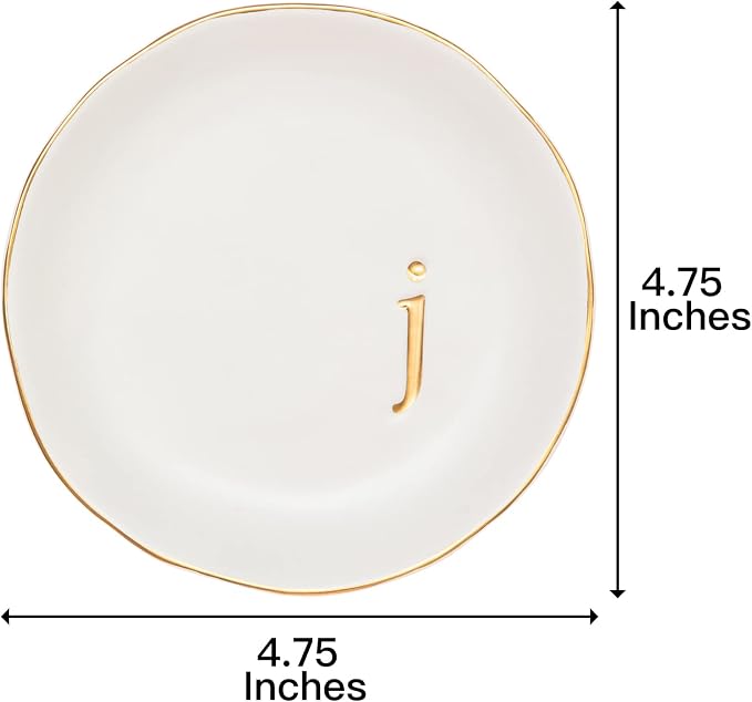 COLLECTIVE HOME - Ceramic Jewelry Tray, Decorative Trinket Dish for Rings Earrings Necklaces Bracelet Watch Keys, Birthday Mother's Day Christmas Gift for Women, 4.75", White Surface (J) - Image 2