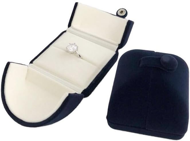 Elegant Blue Velvet Ring Box for Engagement Wedding Birthday Anniversary Valentine's Day Present Gift Luxurious Jewelry Case Storage Display Packaging Shows (Jewelry is not included) - Image 2