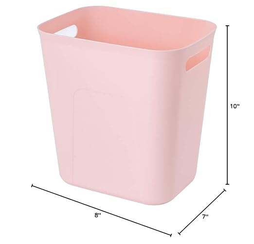 UUJOLY Plastic Small Trash Can Wastebasket, Garbage Container Basket for Bathrooms, Laundry Room, Kitchens, Offices, Kids Rooms, Dorms, 3.5 Gallon, Pink - Image 3