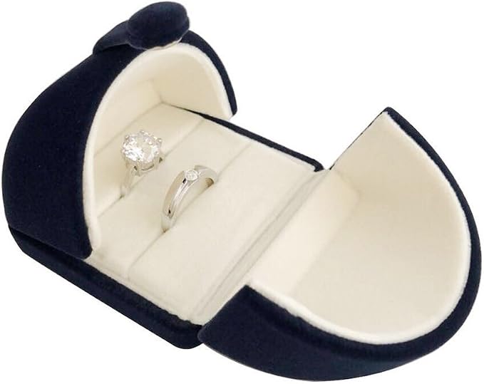 Blue Velvet Jewelry Box for Double Ring Gift Packaging Premium Grade for Wedding Band Engagement Ring (Jewelry is not included) by SVEADISPLAY