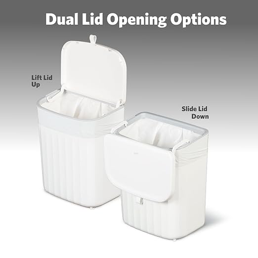 Glad Roomate Under Counter Waste Bin | Space Saving Small Trash Can for Kitchen Cabinet, Bathroom or Office | Dual Lid for Ease of Opening, 9 Liter, White - Image 3