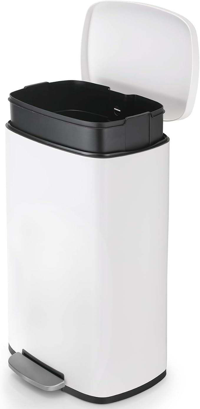 13.2 Gal Kitchen Trash Can, 50L Recycling or Garbage Bin, Brushed Stainless Steel Waste Basket, Soft&Quiet Close Dustbin, with Step-On Pedal, Removable Inner Bucket, for Home, Office, Living Room by ComfyCorner