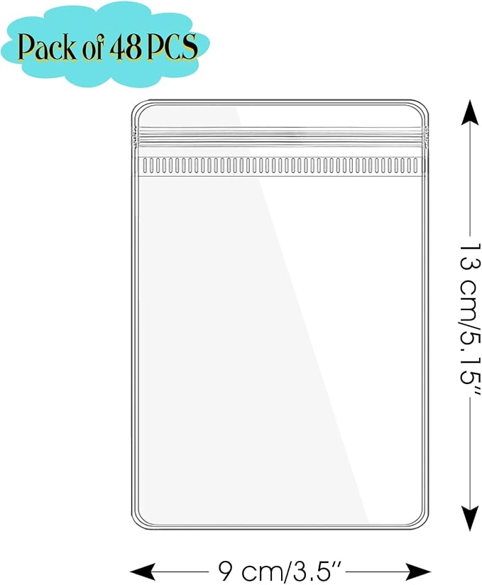 Jewelry Pouch Clear Self Seal Plastic Zipper Bags for Necklace Bracelet Packing Storage Transparent PVC Lock Pouches, Pack of 48 - Image 2