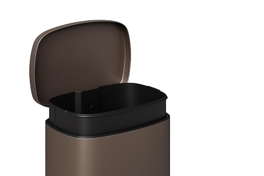 Garvee 13 gal (50 L) and 2.6 gal (10 L) Metal Trash Can Combo Set, Rustproof Garbage Can with Lid, Step-on Trash Bin with Inner Bucket, Rear Handle, Brown - Image 7
