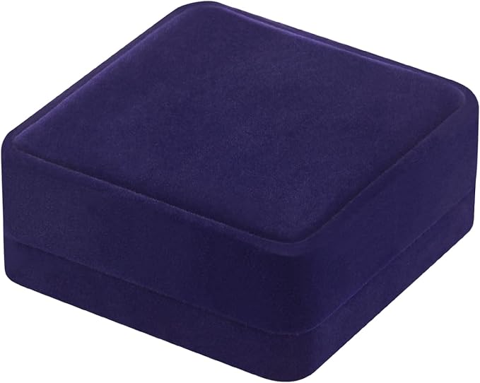 LETURE 4 Pieces Classic Velvet Bracelet Bangle Pendant Necklace Gift Box, Travel Jewelry Box Display Storage Case for Gift, Wedding, Engagement, Proposal, Birthday (4PCS Bracelet-BLUE) - Image 3