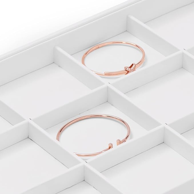 Oirlv Premium White Leather Stackable Jewelry Tray 12 Grid Jewelry Drawer Organizer Trays for Bracelets Earrings - Image 6