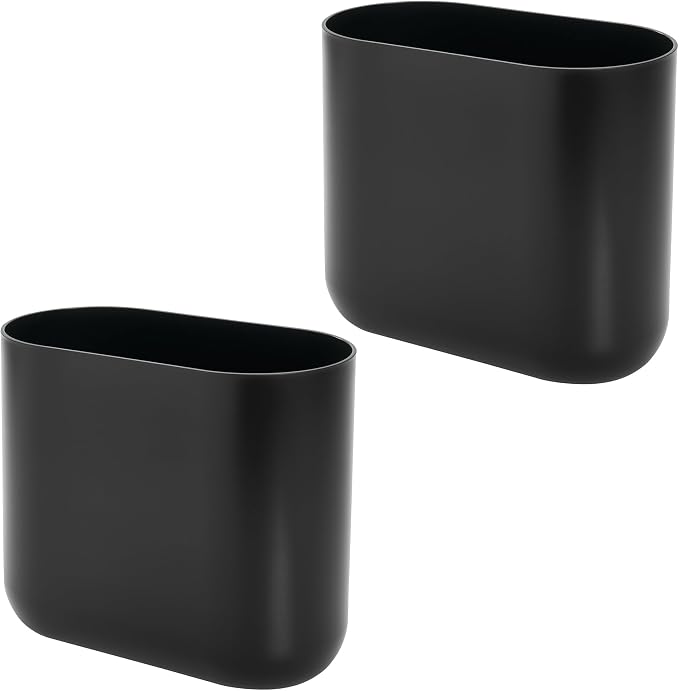 iDesign Small Slim Plastic Bathroom Trash Can, Garbage Can for Bedroom, Office, Desk, Dorm, 2-Pack, Black - Image 8