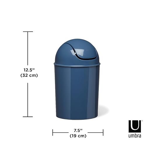 Umbra 1.25 Gallon Mini Waste Can with Removable Swing-Top Lid - Small Garbage Bin for Kitchen, Bathroom, Bedroom, Office - Compact Trash Can Fit Under Tables & Counters - Blue - Image 3