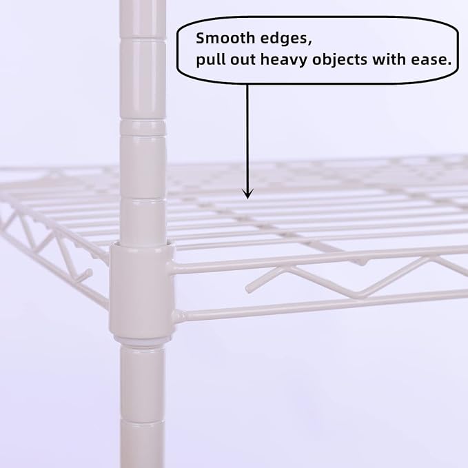 GIOTORENT 6-Tier Storage Shelves Standing Shelving Metal Units, Adjustable Height Wire Shelf Display Rack for Pantry Laundry Bathroom Kitchen 16.6” x 11.8” x 63”, White - Image 5