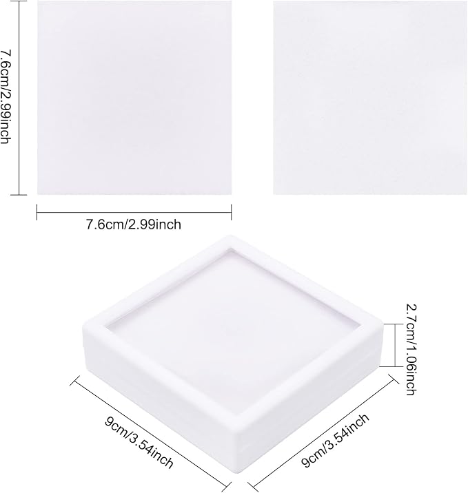 BENECREAT 6Pcs White Plastic Boxes with Sponge Inside Gift Boxes Clear Window Presentation 3.5"x3.5"x1" for Jewelry Birthday, Mother's Day Festival Gift Packing - Image 2