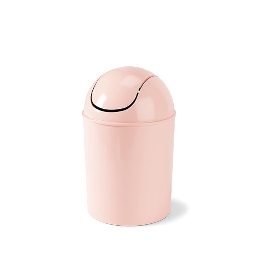 Umbra 1.25 Gallon Mini Waste Can with Removable Swing-Top Lid - Small Garbage Bin for Kitchen, Bathroom, Bedroom, Office - Compact Trash Can Fit Under Tables & Counters - Pink by Umbra