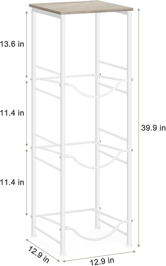 OYEAL Water Bottle Storage Holder 5 Gallon Drink Dispenser Stand with Table 3-Tier Heavy Duty Water Cooler Jug Rack Water Bottle Organizer for Kitchen, Office, Living Room, Rustic Grey - Image 2