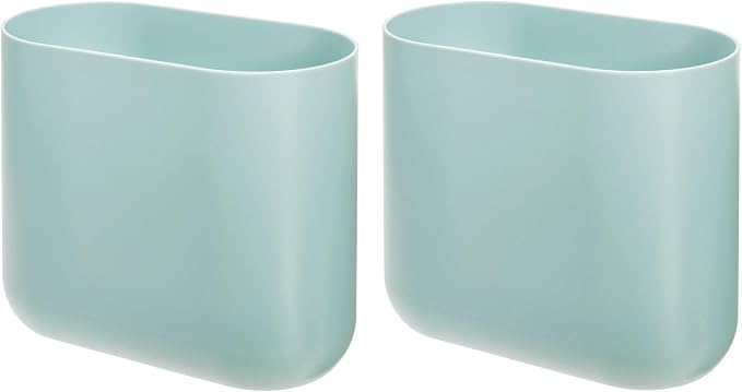 iDesign Small Slim Plastic Bathroom Trash Can, Garbage Can for Bedroom, Office, Desk, Dorm, 2-Pack, Blue by iDesign