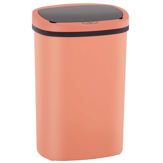 BestOffice | 13 Gallon Plastic Trash Can with Lid | Pink | Automatic Touchless Garbage Can | Odor Control | Modern Oval Design | Easy to Clean | Fits Any Kitchen, Bathroom, Office or Home by BestOffice