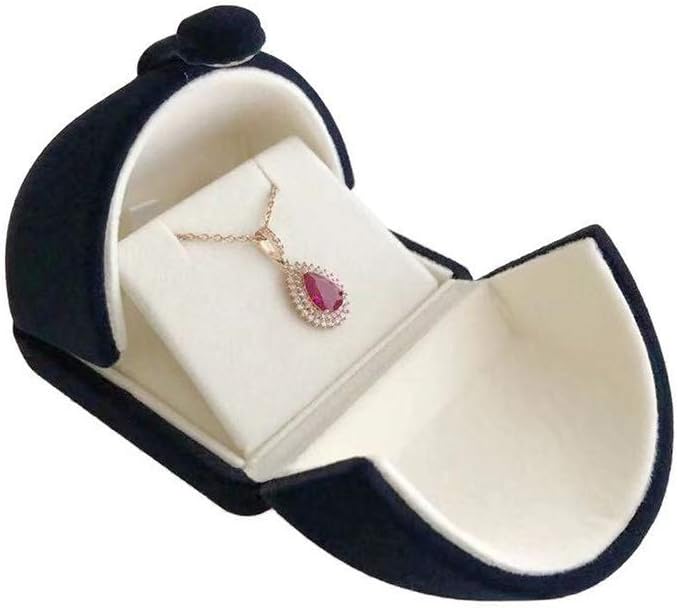 Navy Blue Velvet Premium Grade Jewelry Box for Earrings Necklace Double Layer Modern Unique Design Packaging Gift for Her (Jewelry is not included) by SVEADISPLAY