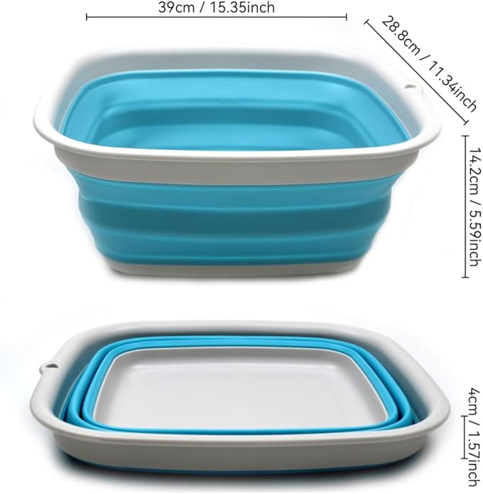 SAMMART 9.45L (2.5 Gallon) Collapsible Tub - Foldable Dish Tub - Portable Washing Basin - Space Saving Plastic Washtub (Bright Blue, M) - Image 3