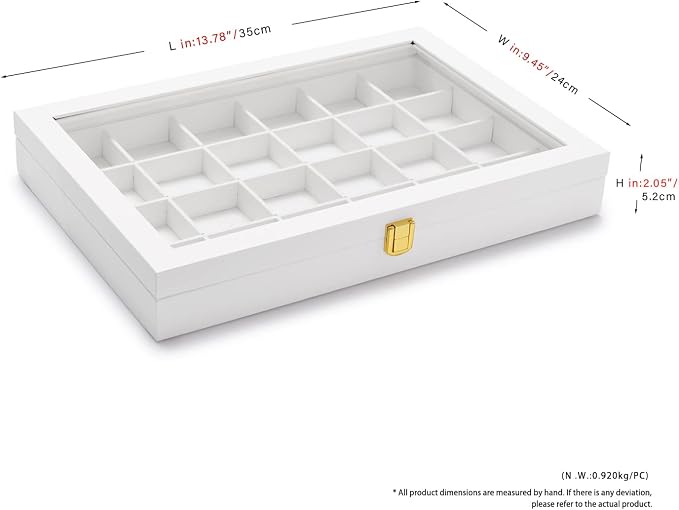 Oirlv Premium Blue Leather 24 Grid Jewelry Tray with Transparent Lid Earrings Rings Organizer Box Stackable Jewelry Box Drawer Inserts Women Gift - Image 5