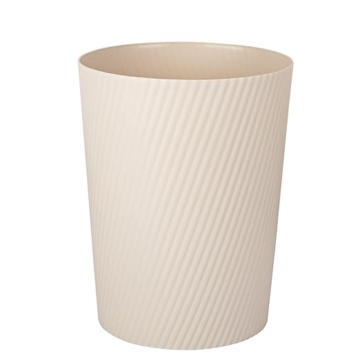 UUJOLY Small Trash Can Wastebasket Garbage Can Container Bins for Bathrooms, Laundry Room, Kitchens, Offices, Kids Rooms, Dorms (Beige) by UUJOLY
