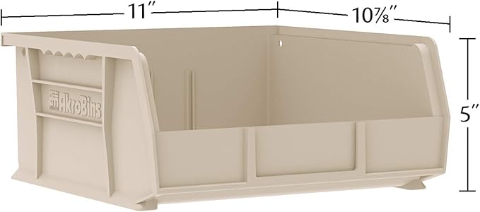 Akro-Mils 30235 AkroBins Plastic Storage Bins, Space-Saving Stackable Bins for Garage, Pantry, Craft Organization, 11" x 11" x 5", Red, 6-Pack - Image 2