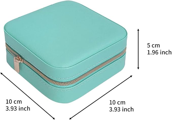 Jewelry Case with Mirror, Small Travel Jewelry Organizer, Portable Mini Storage Box for Rings, Earrings, Necklaces, Gift for Mother Mom, Girl, Daughter, Sisters, Bridesmaids, Mother's Day Gift (Blue) - Image 6