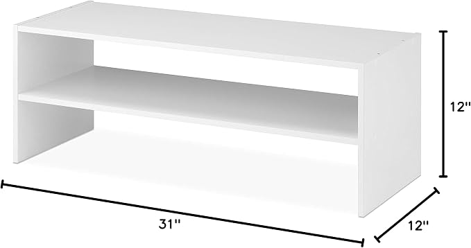 Whitmor Stackable 31" Extra Wide 2-Shelf Storage Organizer, White - Image 3