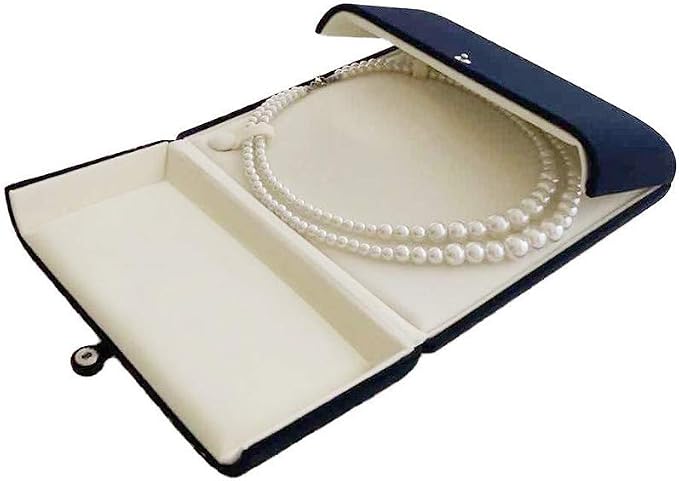 Velvet Jewelry Case for Pearl Necklace Large Velvet Necklace Stoarge Box for Pearl Strands Multi-strand Necklace Storage Box (Jewelry not included) - Image 2