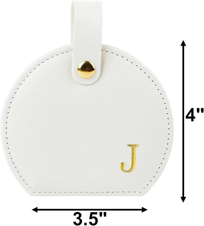 Travel Jewelry Case,Personalized Jewelry Box,Elegant Half-Moon Design with Personalized Golden Initial Case,Personalized Gifts for Women,Jewelry organizer;Personalized Gifts for Women or Friends(J) - Image 2