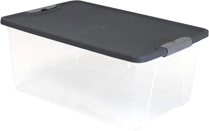 HOMZ 4-Pack Secure Latch, Clear Plastic Storage Organizer Bins, 15 Quart, Gray Lid - Stackable Container Boxes for Bedroom, Bathroom, Garage, and Office Organization - Image 8