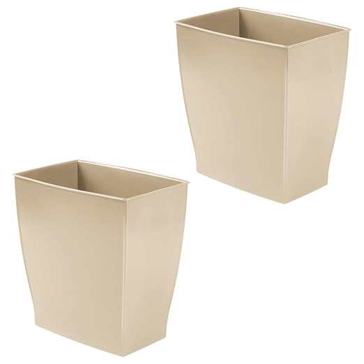 iDesign Small Plastic Bathroom Trash Can, Slim Rectangle Garbage Bin for Bedroom, Office, Dorm, 2-Pack, Brown - Image 8